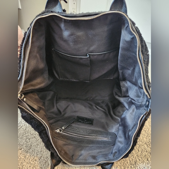 *SOLD* Antonio Cristiano XL Sheepskin Fur Tote Satchel Bag in Black; New w/ Tags - Picture 7 of 16